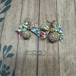 J Crew Gold Crystal‎ Ball Bow Earrings B4